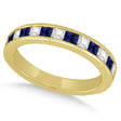 Channel Blue Sapphire & Diamond Wedding Ring 18k Yellow Gold (0.70ct)