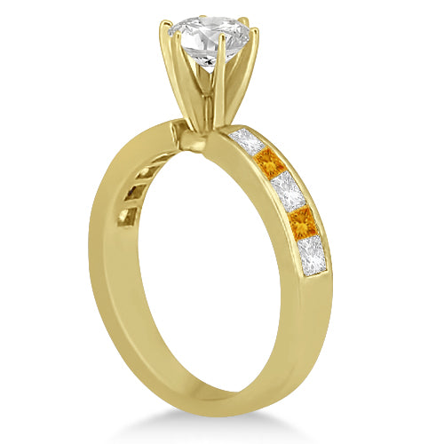Channel Citrine & Diamond Bridal Set 14k Yellow Gold (1.30ct)