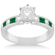 Channel Emerald & Diamond Engagement Ring 14k White Gold (0.50ct)