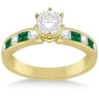 Channel Emerald & Diamond Engagement Ring 14k Yellow Gold (0.50ct)