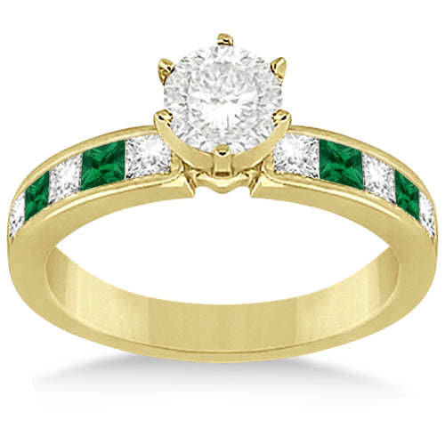 Channel Emerald & Diamond Bridal Set 14k Yellow Gold (1.10ct)