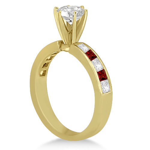 Channel Garnet & Diamond Engagement Ring 14k Yellow Gold (0.60ct)