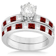 Channel Garnet & Diamond Bridal Set 18k White Gold (1.30ct)