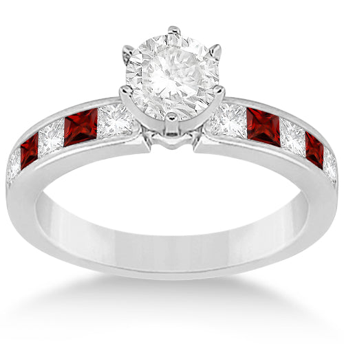 Channel Garnet & Diamond Bridal Set 18k White Gold (1.30ct)