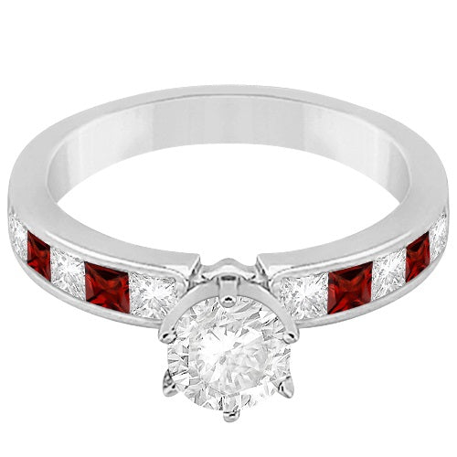 Channel Garnet & Diamond Bridal Set 18k White Gold (1.30ct)