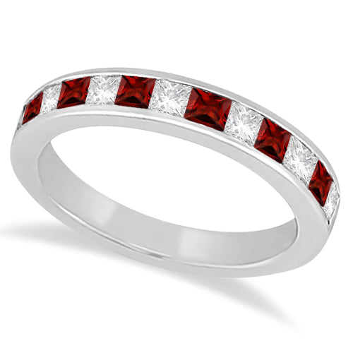 Channel Garnet & Diamond Bridal Set 18k White Gold (1.30ct)