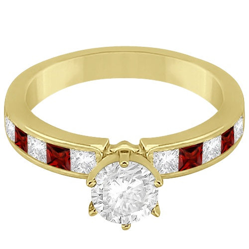 Channel Garnet & Diamond Bridal Set 18k Yellow Gold (1.30ct)