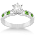Channel Peridot & Diamond Engagement Ring 14k White Gold (0.60ct)