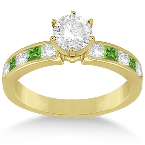 Channel Peridot & Diamond Bridal Set 14k Yellow Gold (1.30ct)