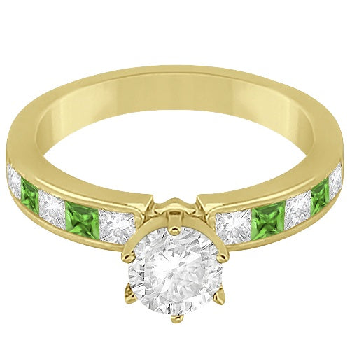Channel Peridot & Diamond Bridal Set 14k Yellow Gold (1.30ct)