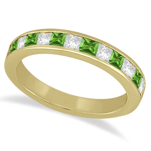 Channel Peridot & Diamond Bridal Set 14k Yellow Gold (1.30ct)