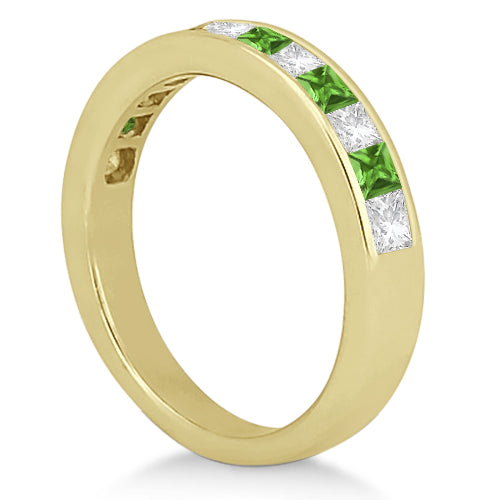 Channel Peridot & Diamond Bridal Set 14k Yellow Gold (1.30ct)