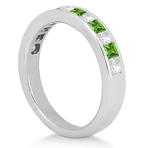 Channel Peridot & Diamond Wedding Ring Platinum (0.70ct)