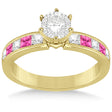 Channel Pink Sapphire & Diamond Engagement Ring 14k Yellow Gold (0.60ct)