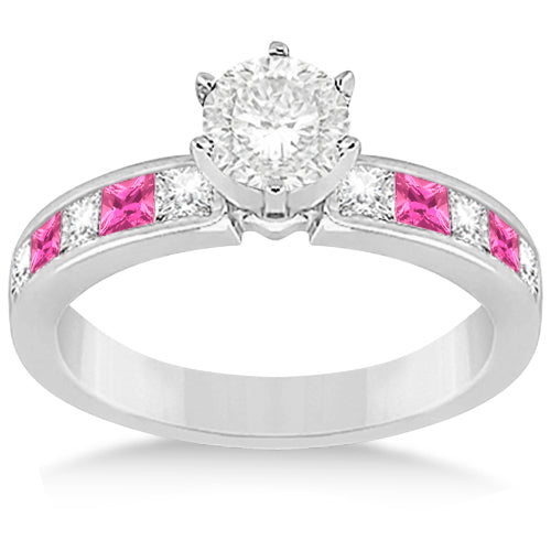 Channel Pink Sapphire & Diamond Bridal Set 14k White Gold (1.30ct)
