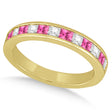 Channel Pink Sapphire & Diamond Wedding Ring 14k Yellow Gold (0.70ct)