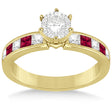 Channel Ruby & Diamond Engagement Ring 14k Yellow Gold (0.60ct)