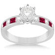 Channel Ruby & Diamond Engagement Ring 18k White Gold (0.60ct)