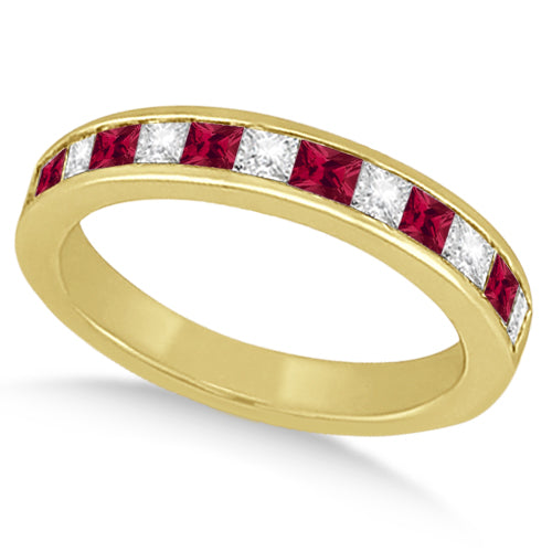 Channel Ruby & Diamond Bridal Set 14k Yellow Gold (1.30ct)