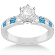 Channel Blue Topaz & Diamond Engagement Ring 14k White Gold (0.60ct)