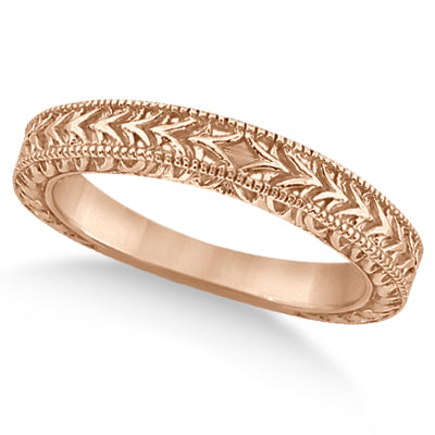 Solitaire Engagement Ring & Wedding Band Bridal Set 14k Rose Gold