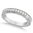 Vintage Style Filigree Diamond Wedding Band 14k White Gold (0.19ct)