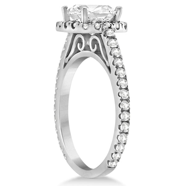 Cathedral Halo Cushion Diamond Engagement Ring 14K White Gold (0.60ct)