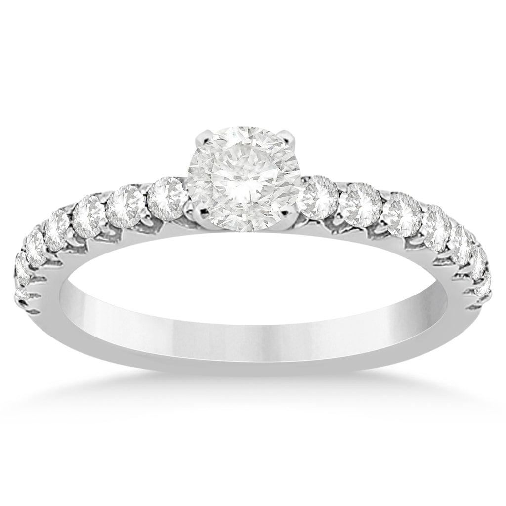 Diamond Accented Engagement Ring Setting 18k White Gold 0.42ct