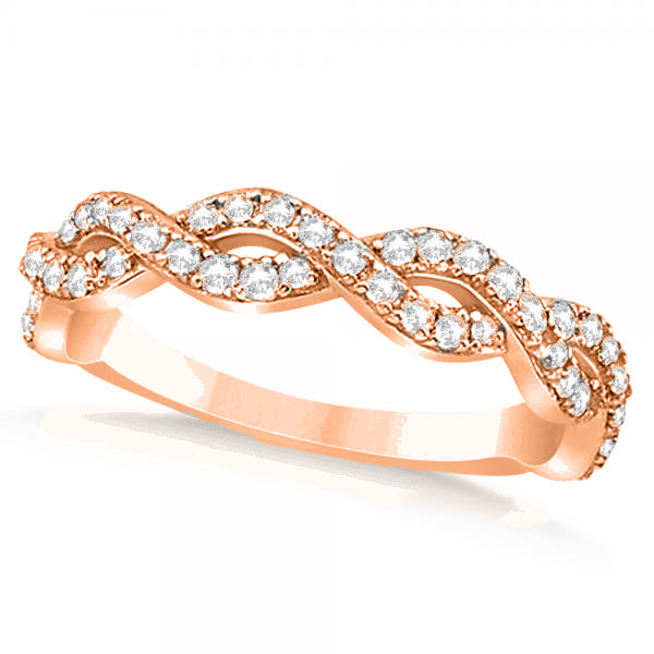 Diamond Twisted Infinity Ring Wedding Band 18k Rose Gold (0.55ct)