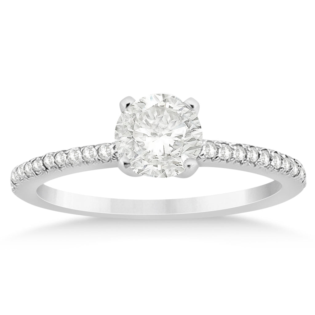 Diamond Accented Engagement Ring Setting 14k White Gold (0.18ct)