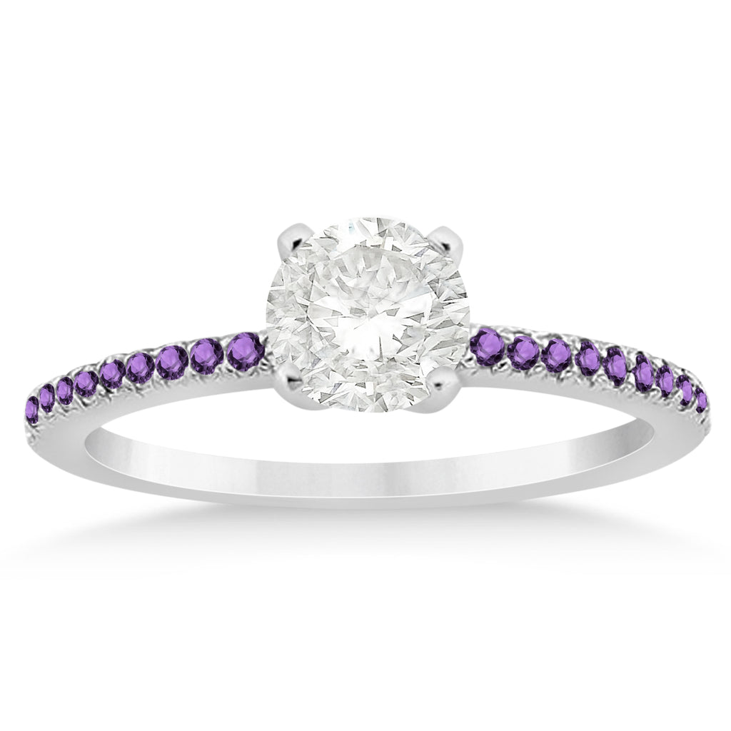 Amethyst Accented Engagement Ring Setting 14k White Gold (0.18ct)