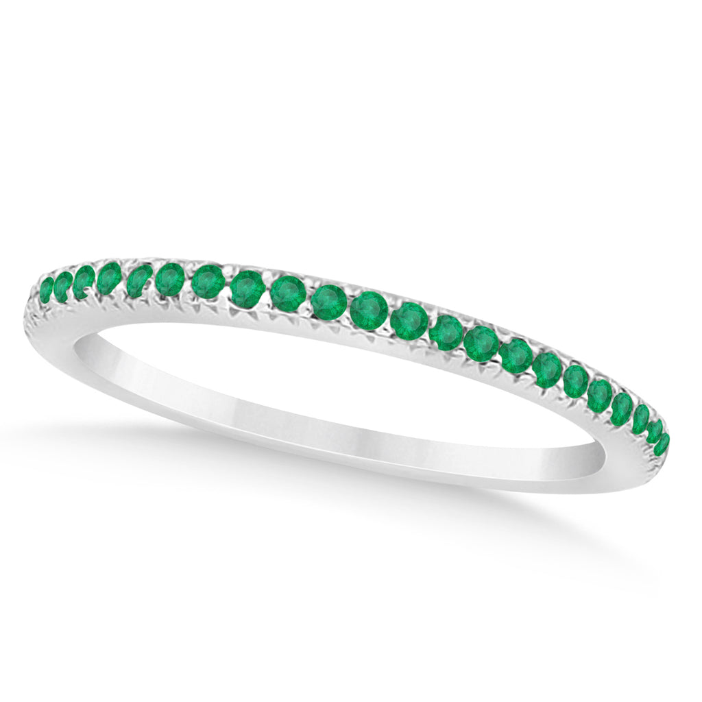 Emerald Accented Wedding Band Platinum 0.21ct
