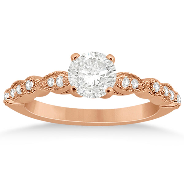 Petite Marquise & Dot Diamond Engagement Ring 14k Rose Gold (0.12ct)