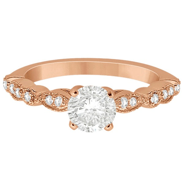 Petite Marquise & Dot Diamond Engagement Ring 14k Rose Gold (0.12ct)