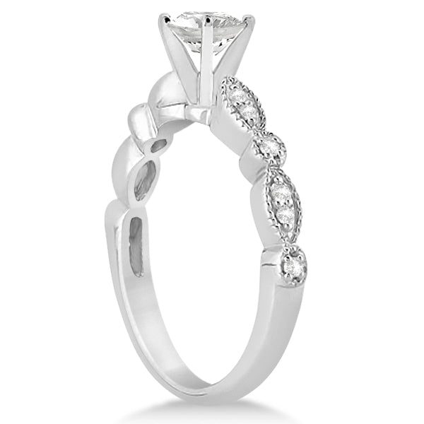 Petite Marquise & Dot Diamond Engagement Ring 14k White Gold (0.12ct)