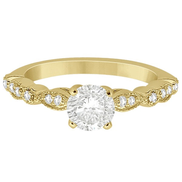 Petite Marquise & Dot Diamond Engagement Ring 14k Yellow Gold (0.12ct)