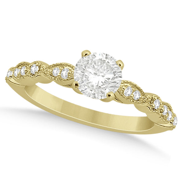 Petite Marquise & Dot Diamond Engagement Ring 18k Yellow Gold (0.12ct)