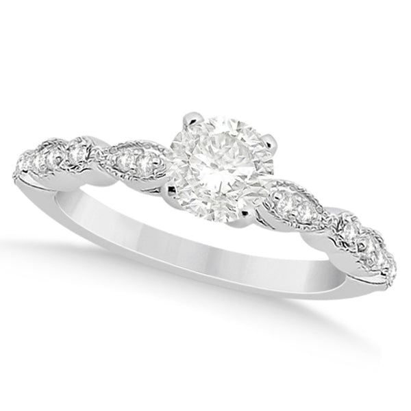Petite Marquise & Dot Diamond Engagement Ring Palladium (0.12ct)