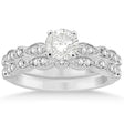 Petite Marquise & Dot Diamond Bridal Ring Set in 14k White Gold (0.25ct)