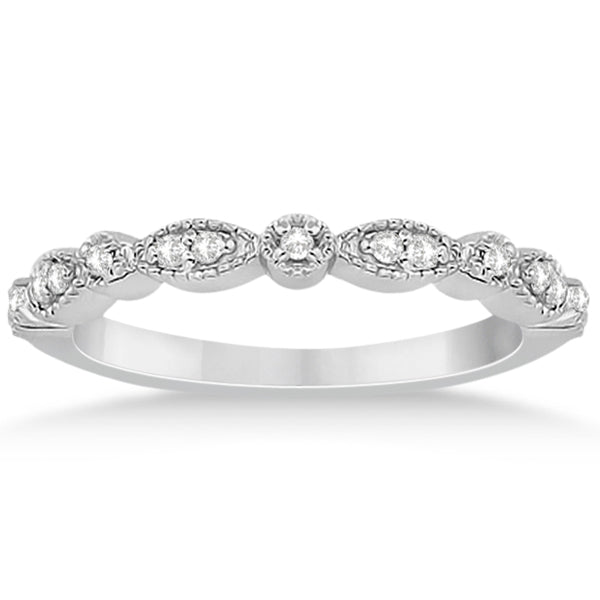 Petite Marquise & Dot Diamond Bridal Ring Set in 14k White Gold (0.25ct)