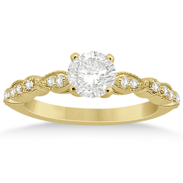 Petite Marquise & Dot Diamond Bridal Ring Set in 14k Yellow Gold (0.25ct)