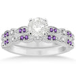 Marquise and Dot Amethyst & Diamond Bridal Set 18k White Gold 0.49ct