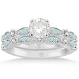Marquise & Dot Aquamarine Diamond Bridal Set 14k White Gold (0.49ct)