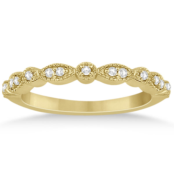 Petite Marquise & Dot Diamond Wedding Band in 14k Yellow Gold (0.13ct)
