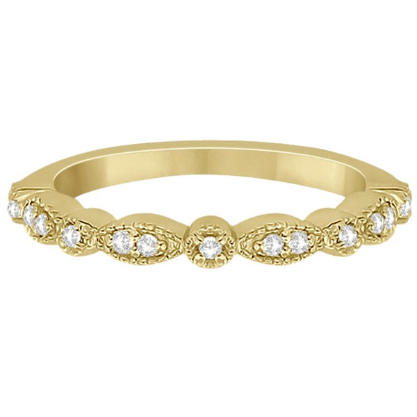 Petite Marquise & Dot Diamond Wedding Band in 14k Yellow Gold (0.13ct)