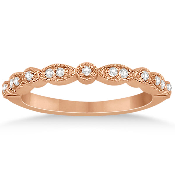 Petite Marquise & Dot Diamond Wedding Band in 18k Rose Gold (0.13ct)