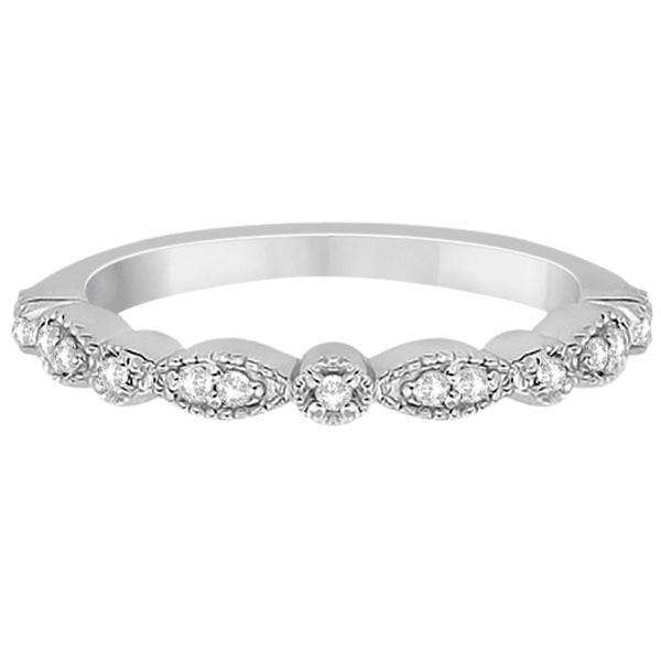 Petite Marquise & Dot Diamond Wedding Band in 18k White Gold (0.13ct)