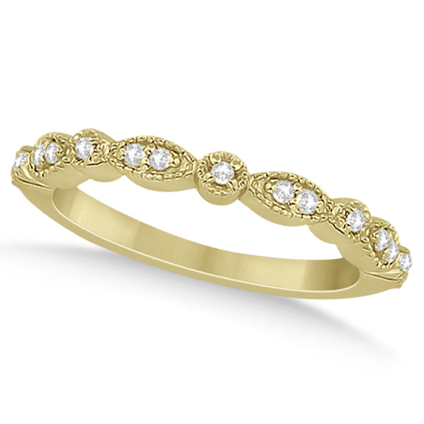 Petite Marquise & Dot Diamond Wedding Band in 18k Yellow Gold (0.13ct)