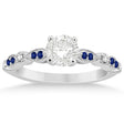 Blue Sapphire Diamond Marquise Engagement Ring 18k White Gold 0.24ct