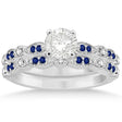 Blue Sapphire & Diamond Marquise Bridal Set 14k White Gold (0.49ct)